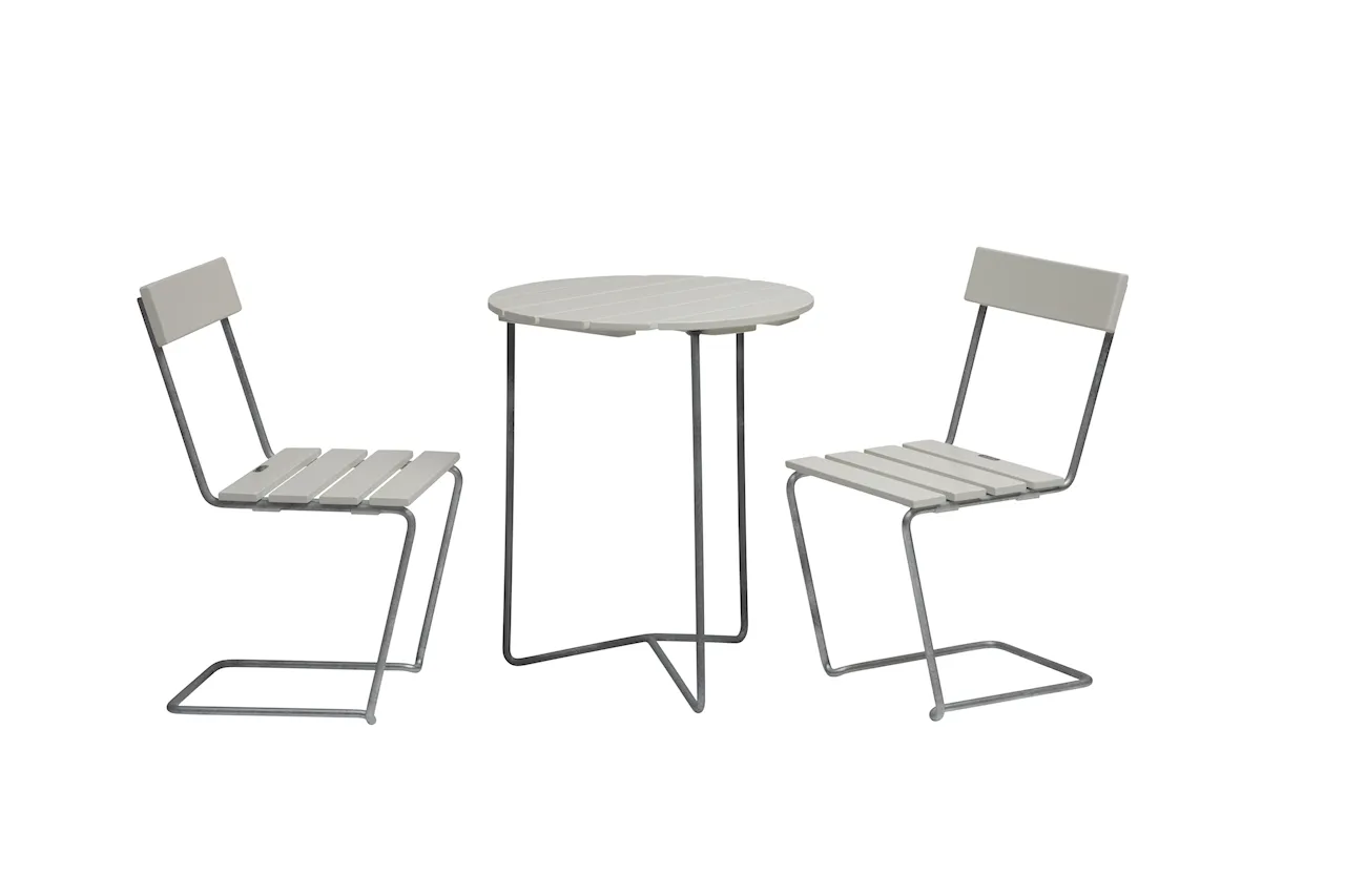 Caféset Bord 6B & 2x Stol 1 Vit Ek/varmförzinkat