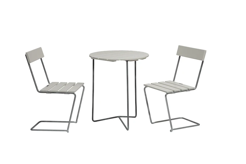 Caféset Bord 6B & 2x Stol 1 Vit Ek/varmförzinkat