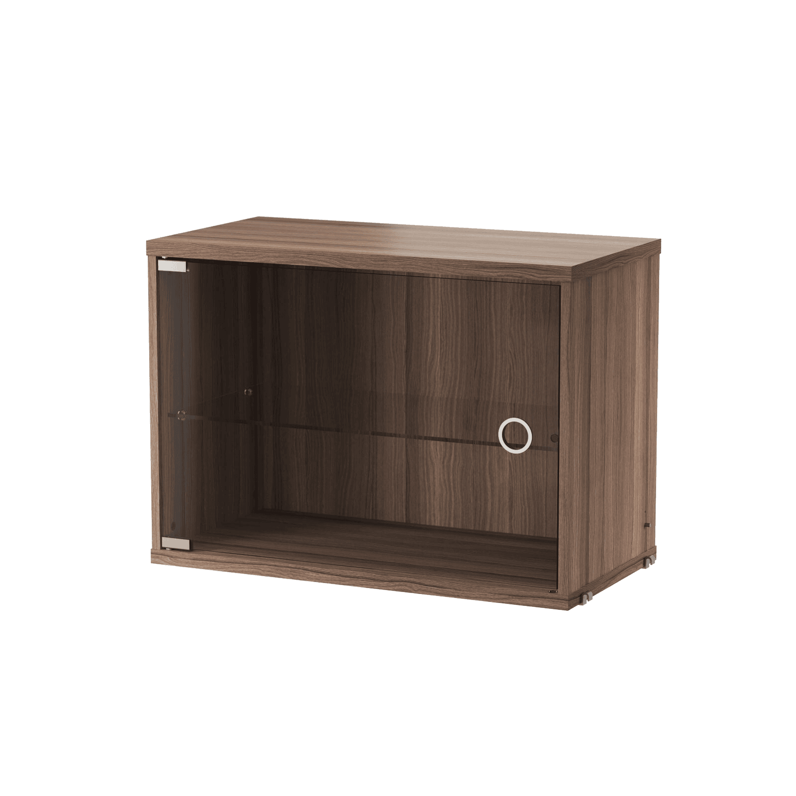 The Display Cabinet with Swing Glass Door is available in a width of 58 cm and a depth of 30 cm. It's compatible with all 30 cm deep wire and plex panels from String® System. Adding a bold element like a display cabinet enhances the visual appeal of your shelf while providing extra storage and the opportunity to display delicate items. The door can be mounted on either side of the cabinet. It includes one adjustable inner shelf, and the internal dimensions are w54 x d26 x h38 cm. The cabinet is delivered unassembled.
