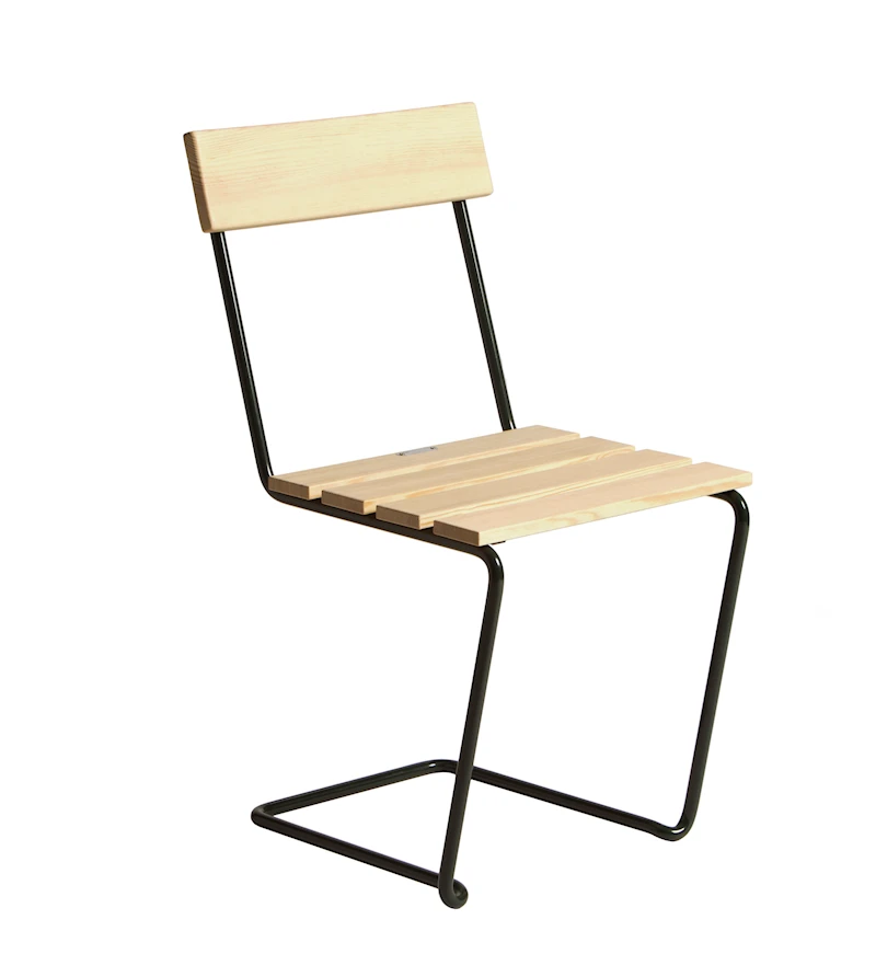 Stol 1 - Oljad furu med grön stativ