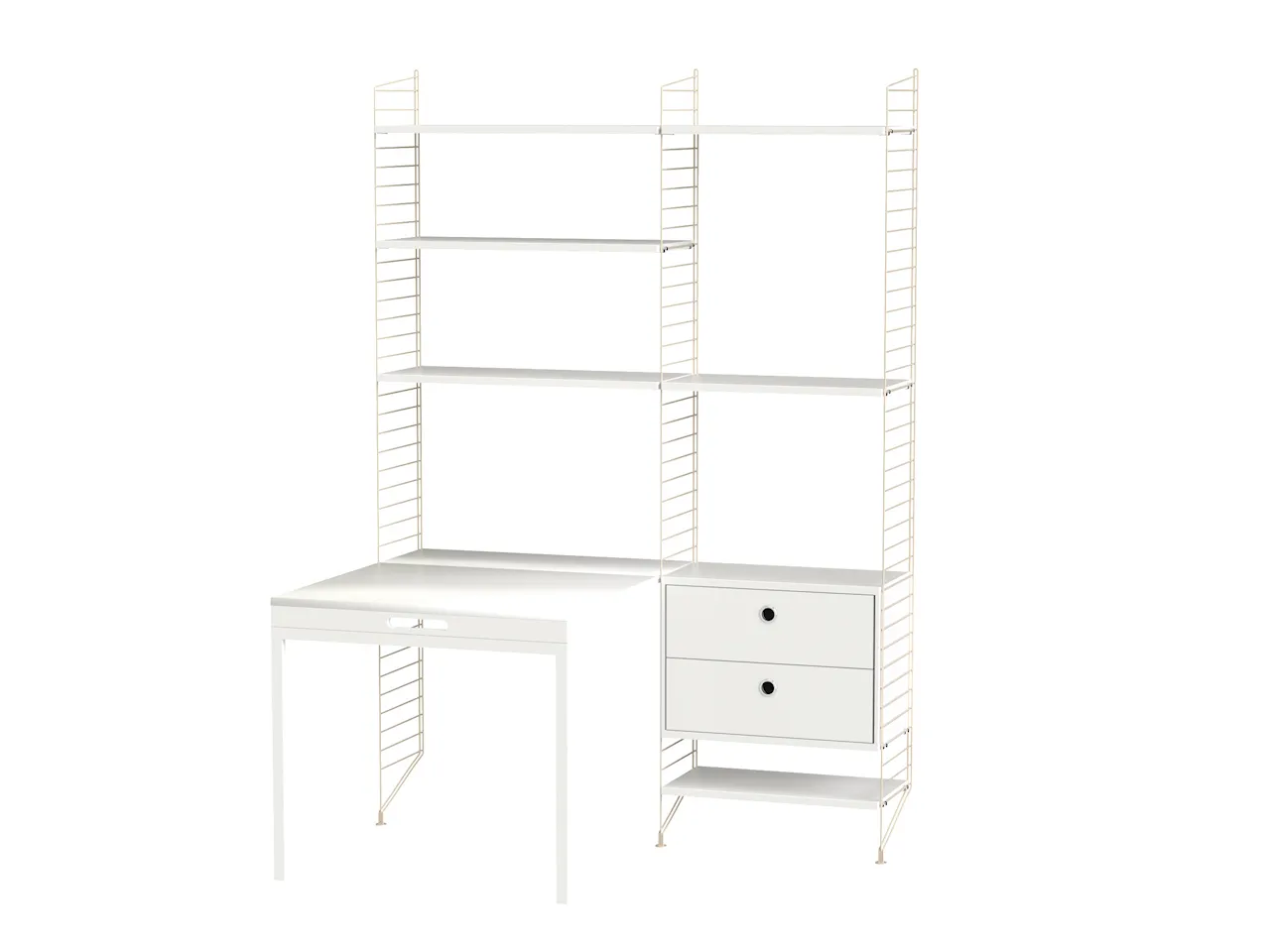 Product Image for String Arbetsplats E Beige/Vit Bokhylla med lådhurts & fällbord