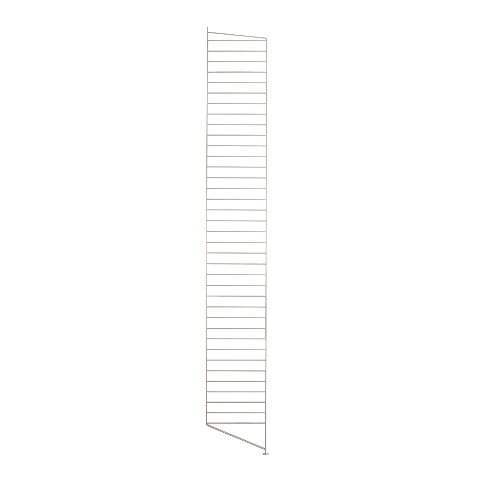 The floor panels are available in three heights, 85 cm, 115 cm, 200 cm along with one depth, 30 cm. The panels are the base when building your string shelf. When the panels are decided you can start adding products with 30 cm depth from String® System. Choose among shelves, cabinets, drawers, magazine shelves and more. The foot of the floor panel rests against the floor which makes the shelf stable while appearing light and airy. Make your shelf even more functional and unique by adding organizers, knife holder or a magazine holder, which all are placed on the panel’s threads. The panels come in two different packaging’s, either with one floor panel or two floor panels.