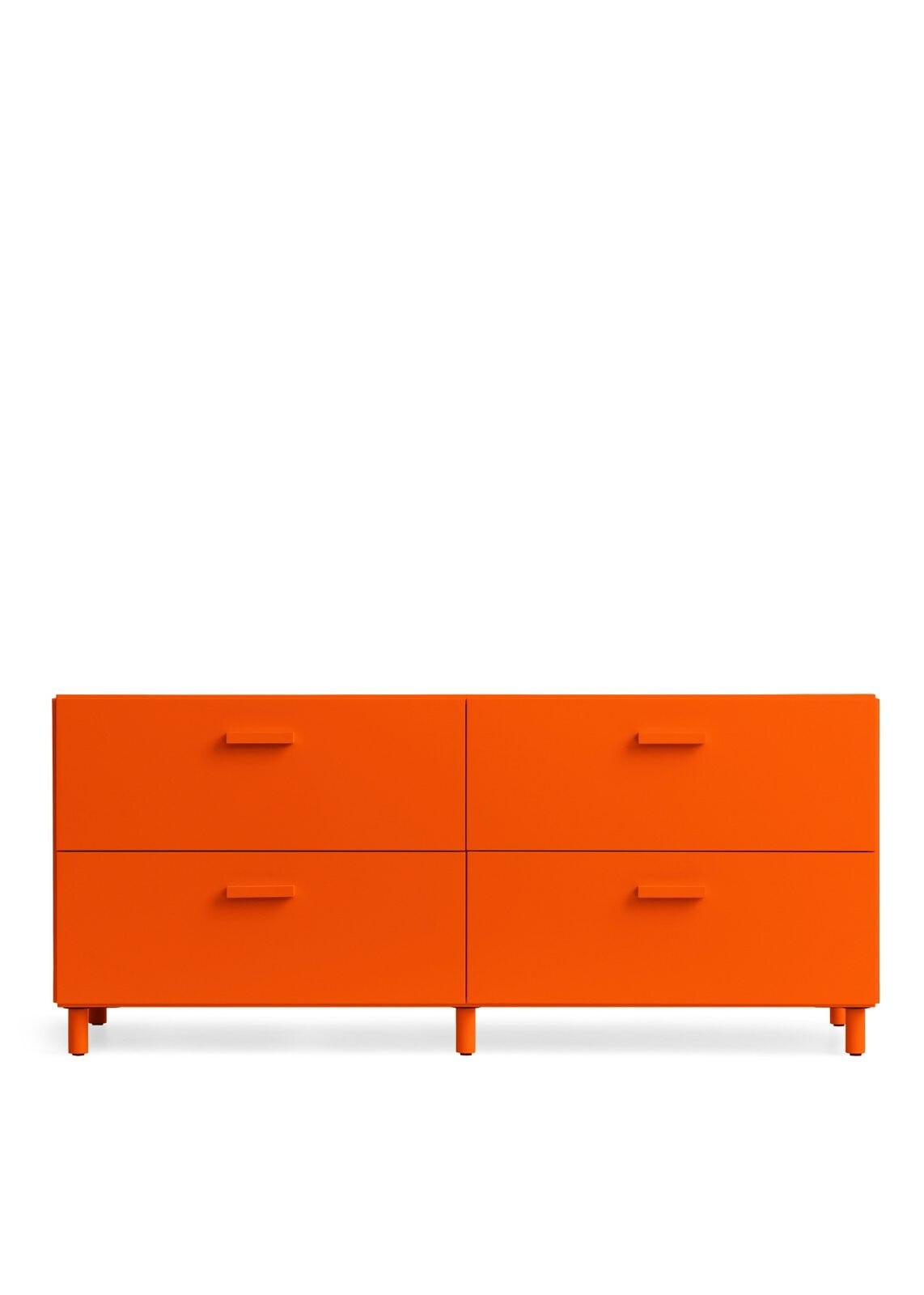 Low Chest of Drawer from Relief with four drawers. All units from Relief can easily be connected. With five colours and three sizes, you can create multiple unique Relief combinations. The back of Relief is as beautifully designed as the front, making placement creative and fun. The dimensions are w123 x d41 x h46.6 cm. Each drawer's inner dimensions are w54 x d36.3 x h17 cm. Relief is delivered unassembled.
