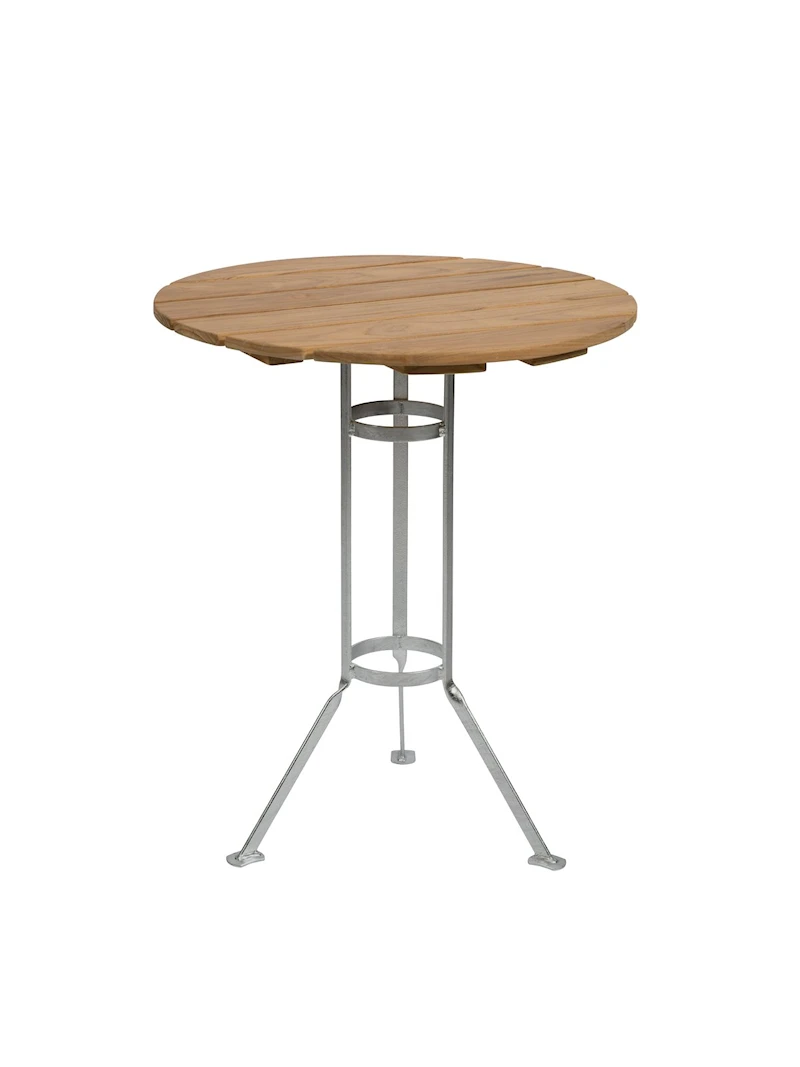 Brewery Tripod Table - Untreated teak with hot galvanized base
