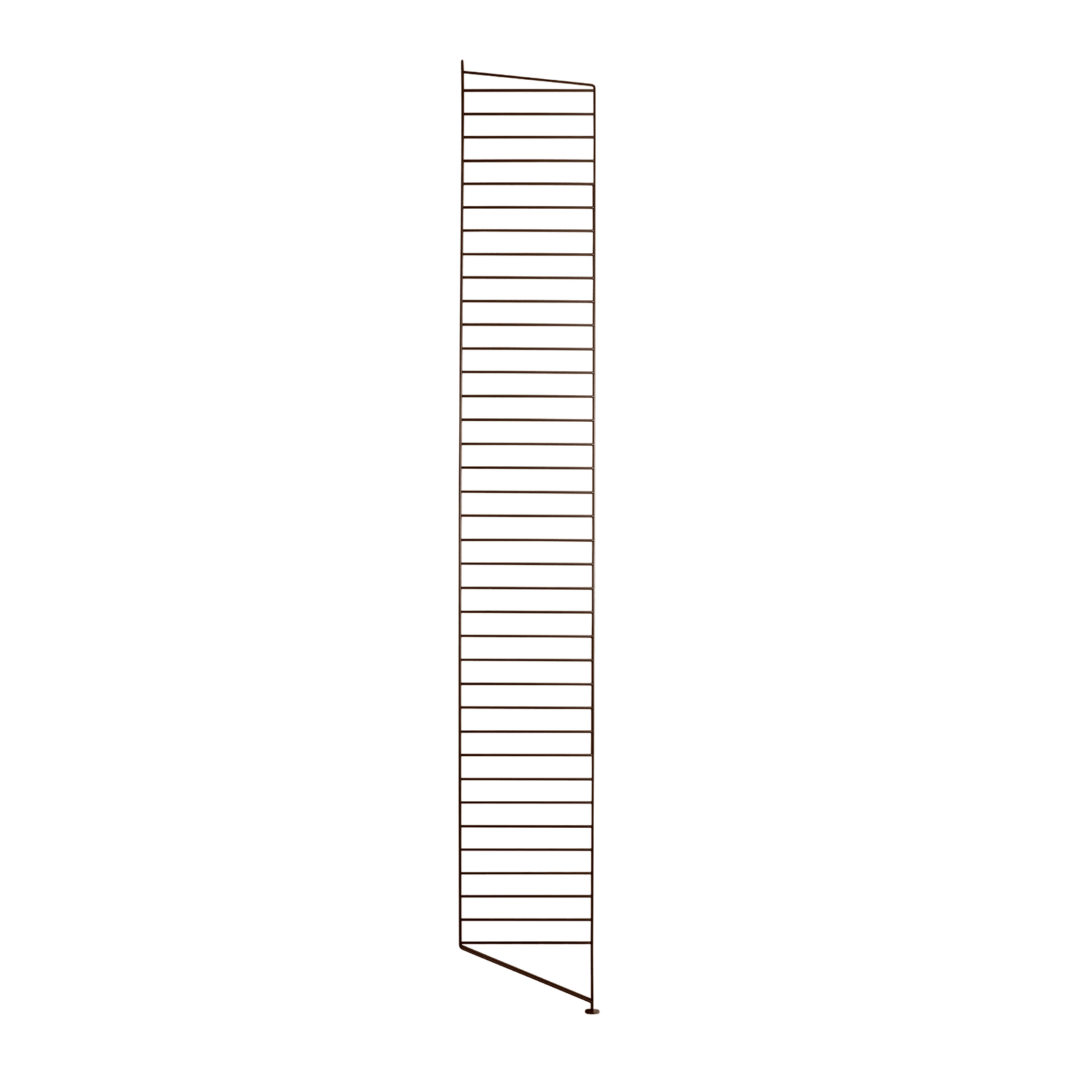 The floor panels are available in three heights, 85 cm, 115 cm, 200 cm along with one depth, 30 cm. The panels are the base when building your string shelf. When the panels are decided you can start adding products with 30 cm depth from String® System. Choose among shelves, cabinets, drawers, magazine shelves and more. The foot of the floor panel rests against the floor which makes the shelf stable while appearing light and airy. Make your shelf even more functional and unique by adding organizers, knife holder or a magazine holder, which all are placed on the panel’s threads. The panels come in two different packaging’s, either with one floor panel or two floor panels.