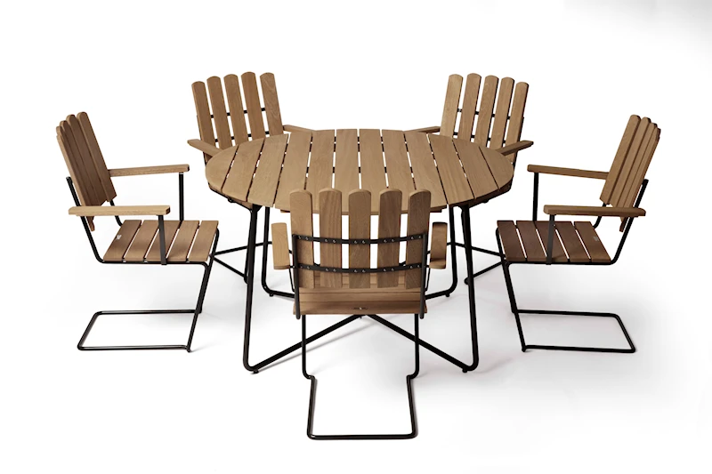 Table 9A 120 + 5x Armchair A2 Oak/black