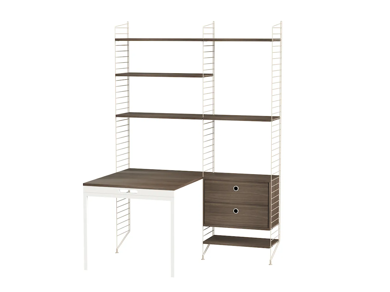 Product Image for String Arbetsplats E Beige/Valnöt Bokhylla med lådhurts & fällbord