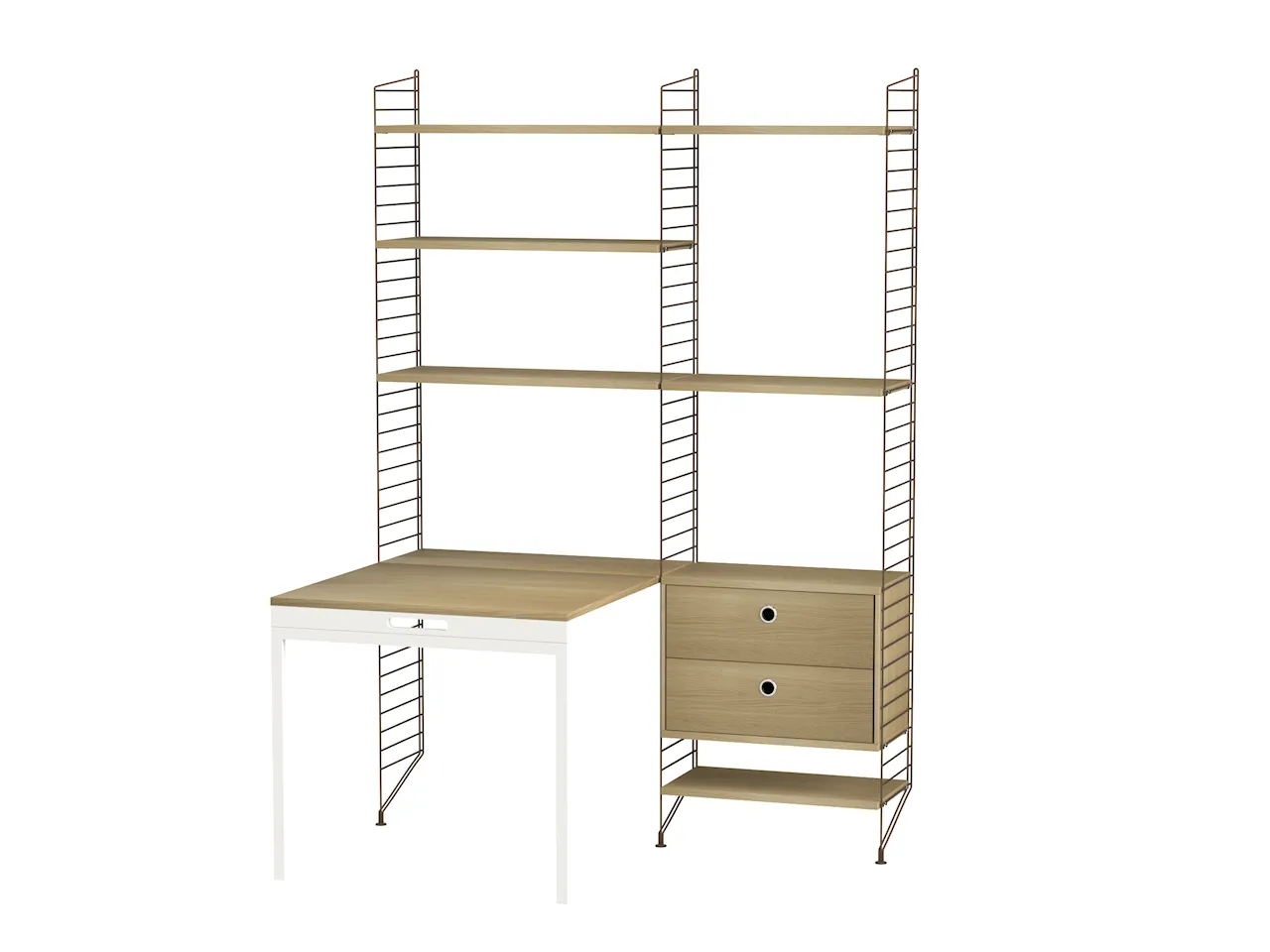 Product Image for String Arbetsplats E Brun/Ek Bokhylla med lådhurts & fällbord