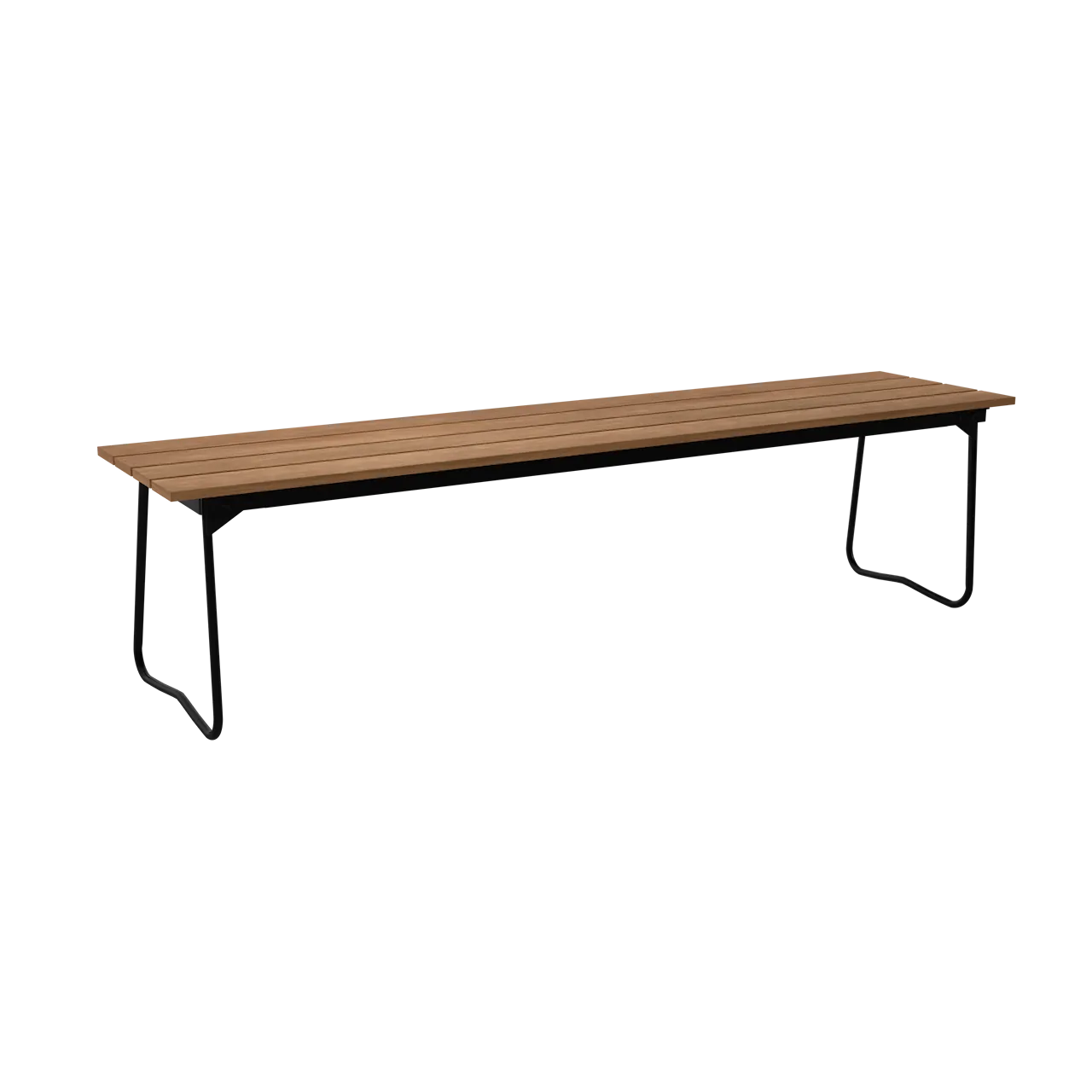 Bänk 9 - Obehandlad teak med svart stativ