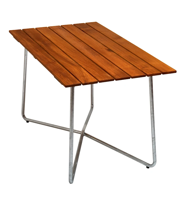 Bord B25A 120 - Obehandlad teak med varmförzinkat stativ