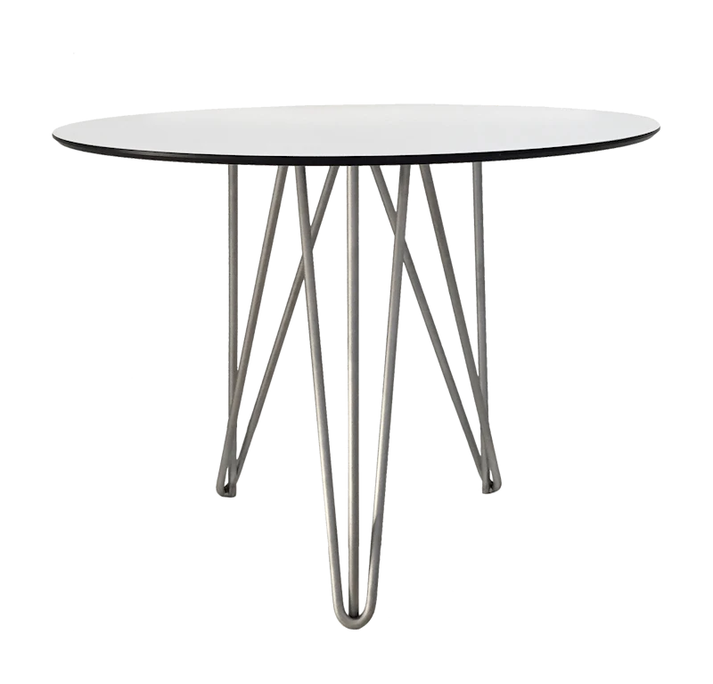 Bord High Tech 90 - Vit laminat med varmförzinkat stativ