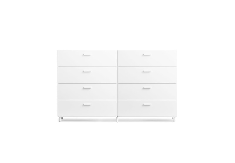 Two wide Relief drawers with legs  White