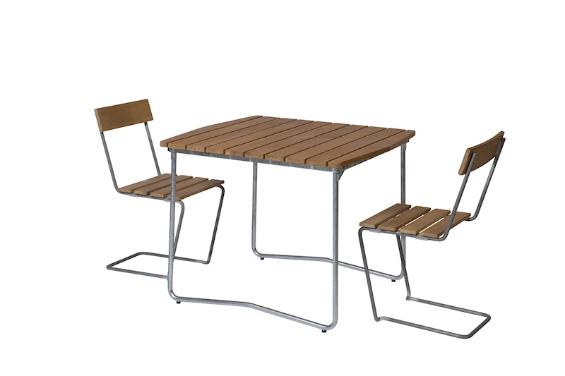 Table B31 84 - 2x Chair 1 Teak/Galvanized