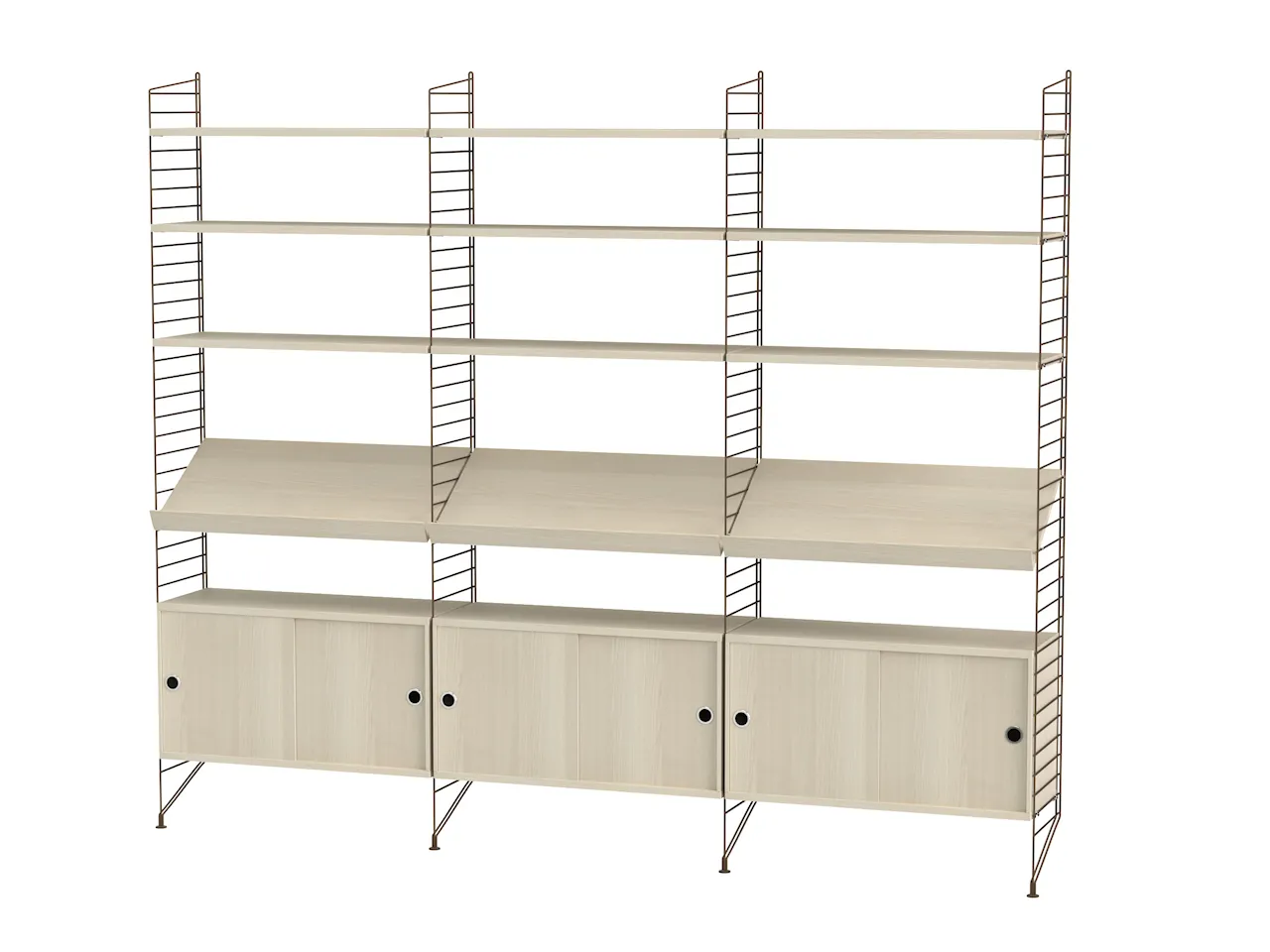 Product Image for String Vardagsrum G Brun/Ask Stor bokhylla med skåp & tidskriftshyllor
