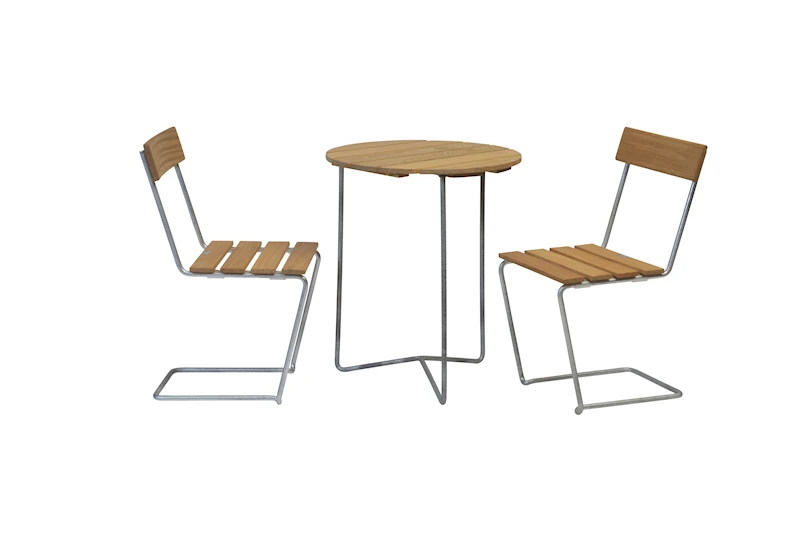 Table 6B + 2x Chair 1 Oak/hot dip galvanised