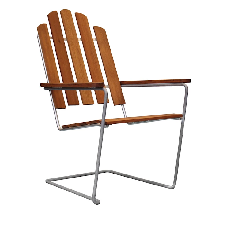 Sunlounger A3 - Untreated teak with hot galvanized base