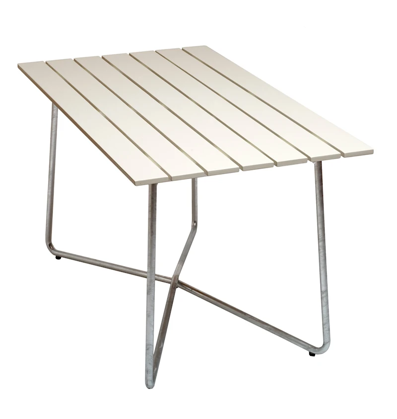 Bord B25A 120 - Vitlackad ek med varmförzinkat stativ