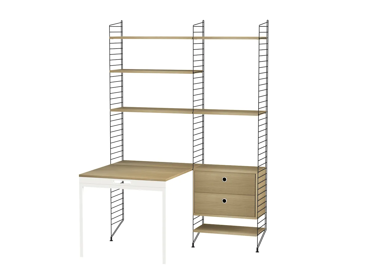 Product Image for String Arbetsplats E Svart/Ek Bokhylla med lådhurts & fällbord