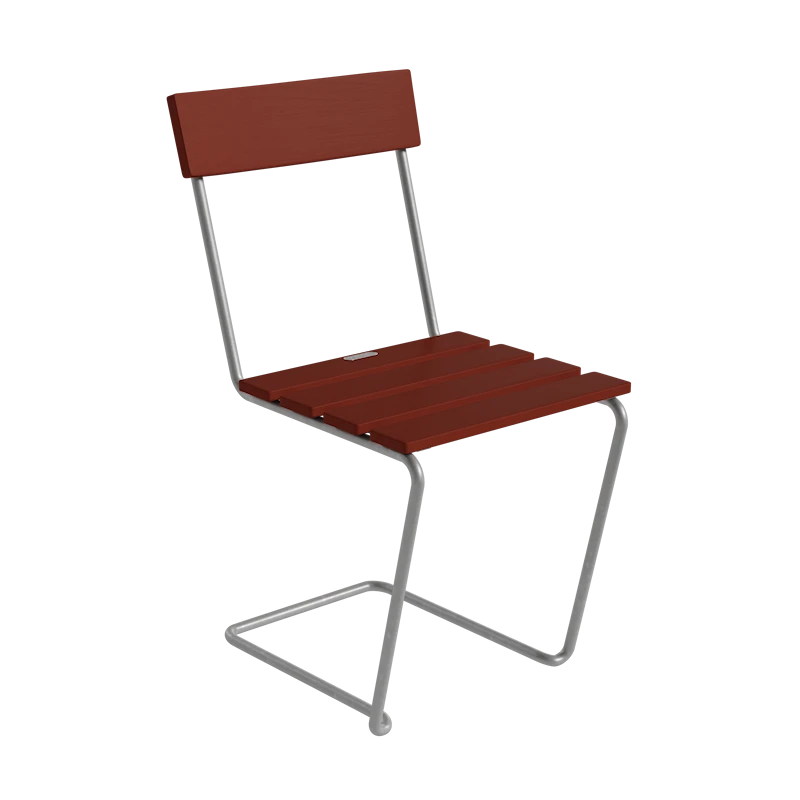 Stol 1 - Mörkröd med varmförzinkat stativ