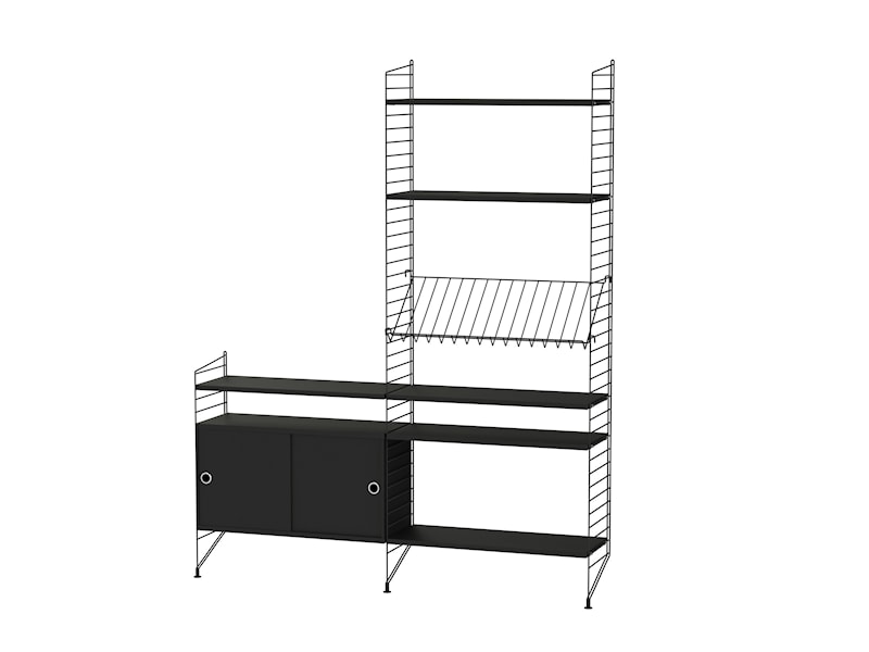 거실 K 검은색/검은색 스테인드 애쉬