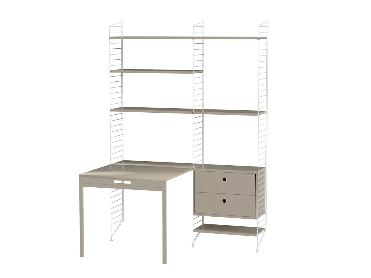 Product Image for String Arbetsplats E Vit/Beige Bokhylla med lådhurts & fällbord