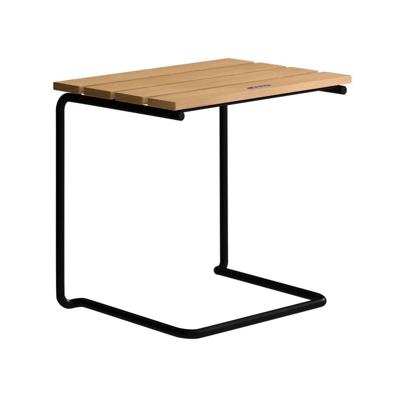 Footstool A3 Oiled oak with black steel base