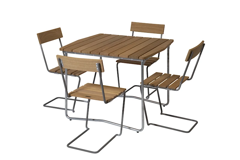 Table 31 84 - 4x Chair 1 Oak/Hot Galvanised