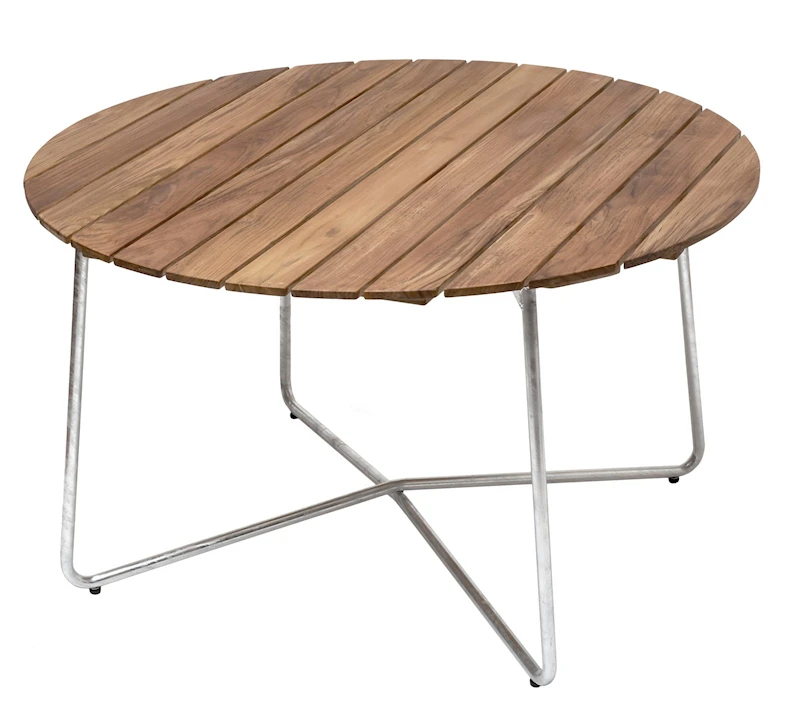 Bord 9A 120 - Obehandlad teak med varmförzinkat stativ