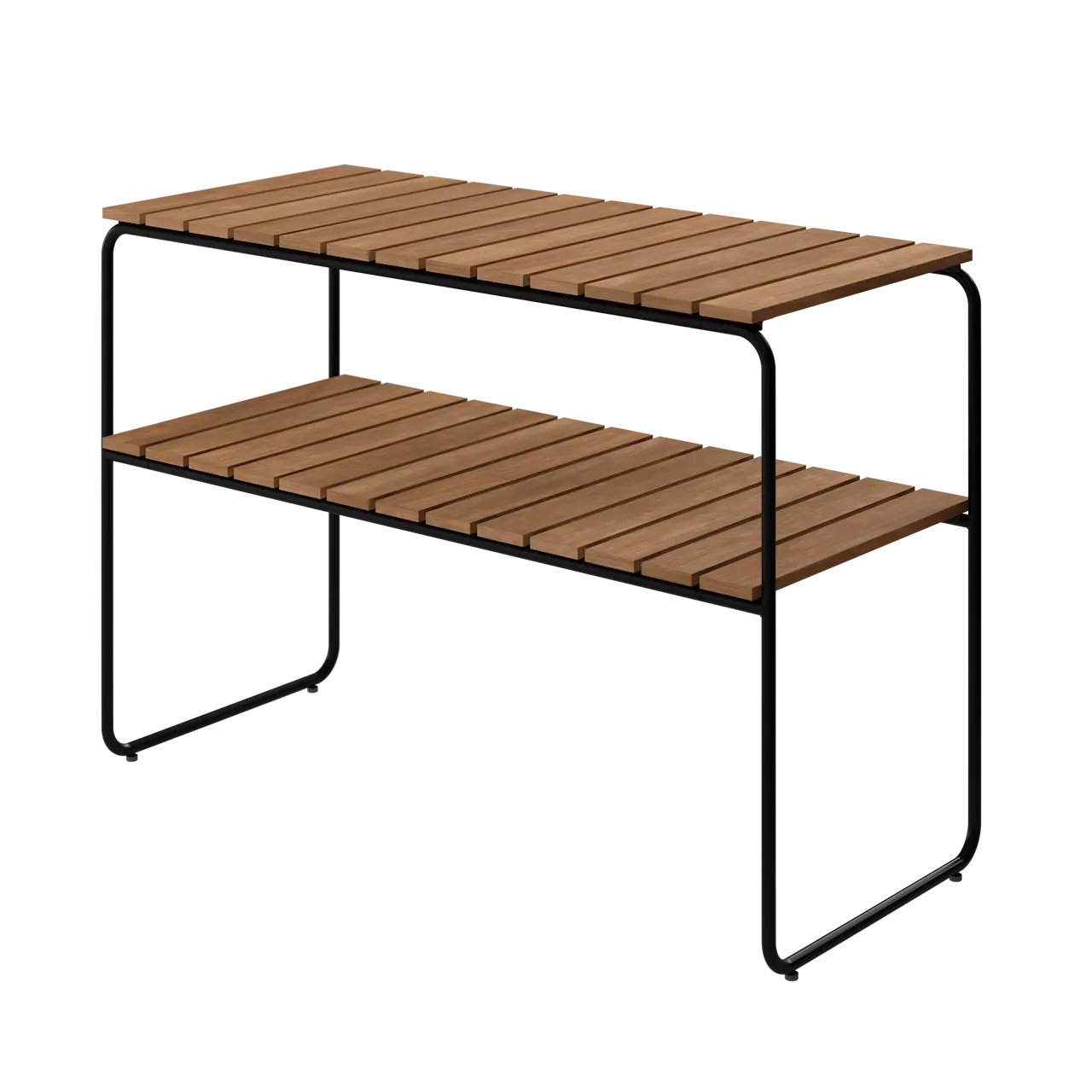 Avlastningsbord L105 - Obehandlad teak med svart stativ