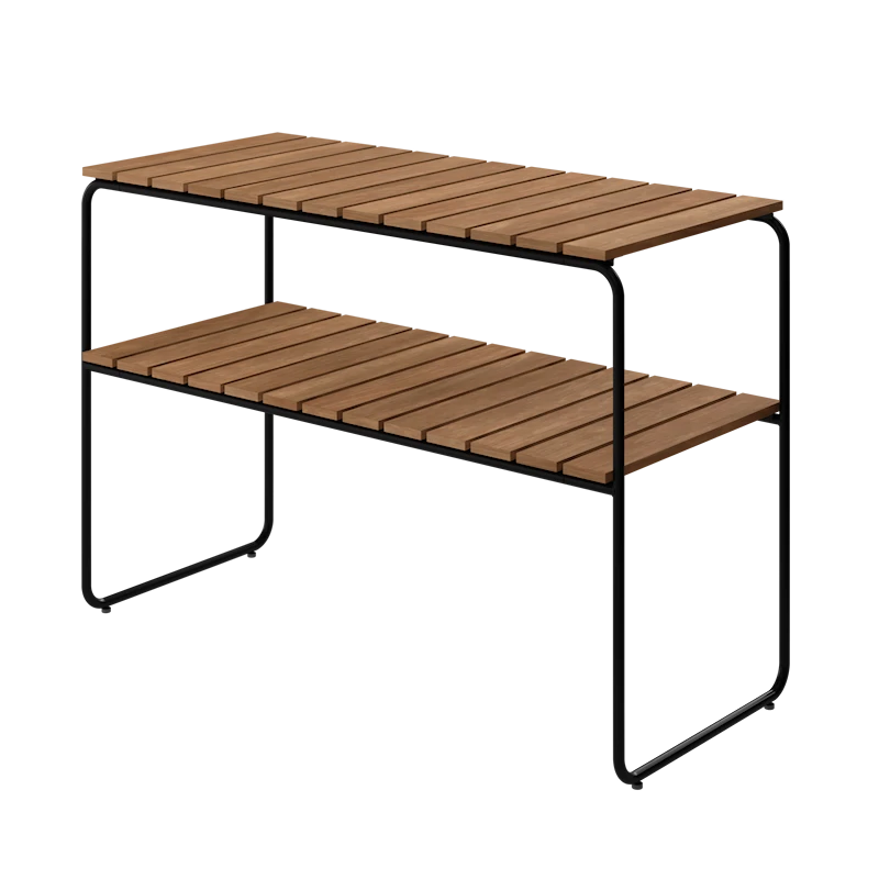Console Table L105 Untreated teak with black steel base