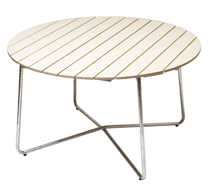 Bord 9A 120 - Vitlackad ek med varmförzinkat stativ