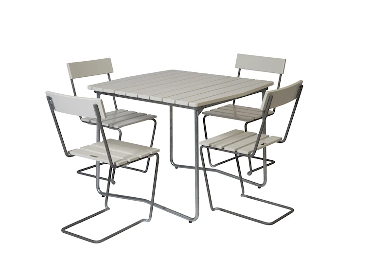 Table B31 84 - 4x Chair 1 White Oak/Hot Galvanised