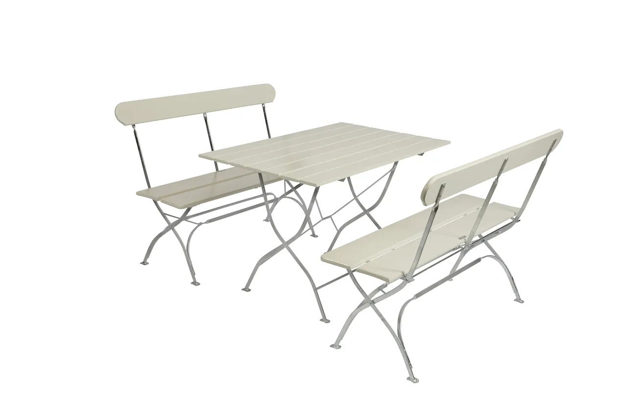 Brewery Table 110 + 2x Brewery Sofa White Oak/Galvanized