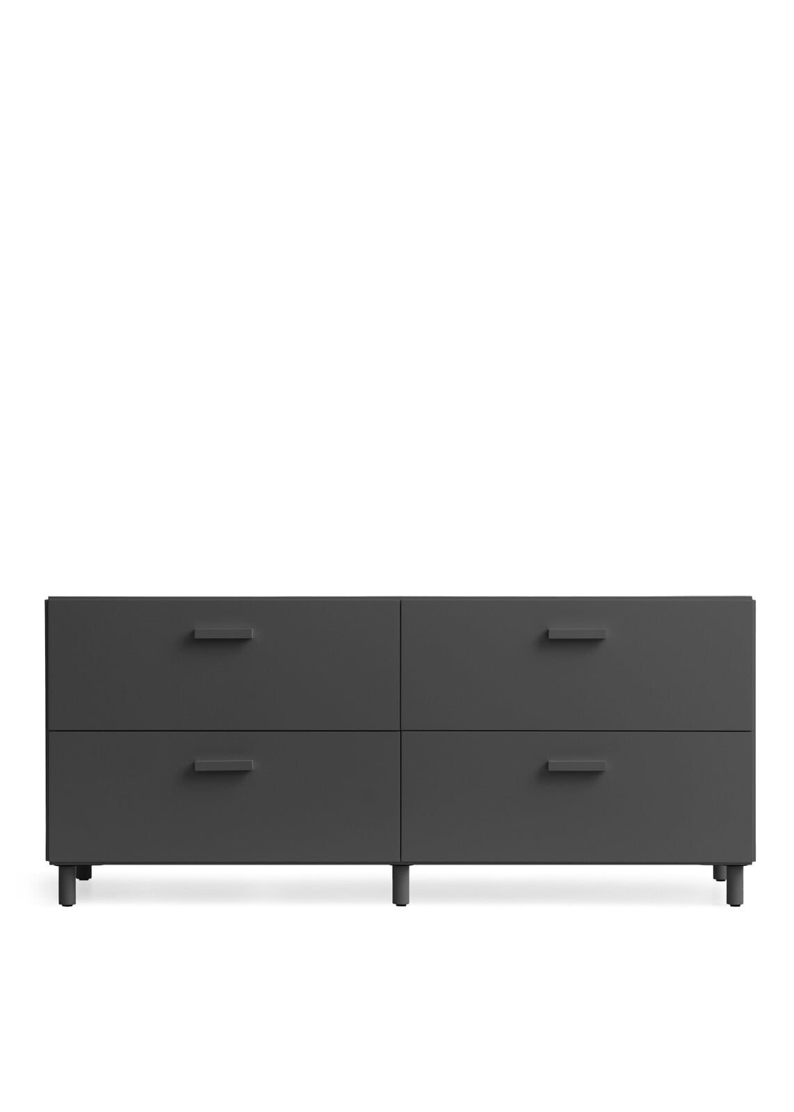 Low Chest of Drawer from Relief with four drawers. All units from Relief can easily be connected. With five colours and three sizes, you can create multiple unique Relief combinations. The back of Relief is as beautifully designed as the front, making placement creative and fun. The dimensions are w123 x d41 x h46.6 cm. Each drawer's inner dimensions are w54 x d36.3 x h17 cm. Relief is delivered unassembled.