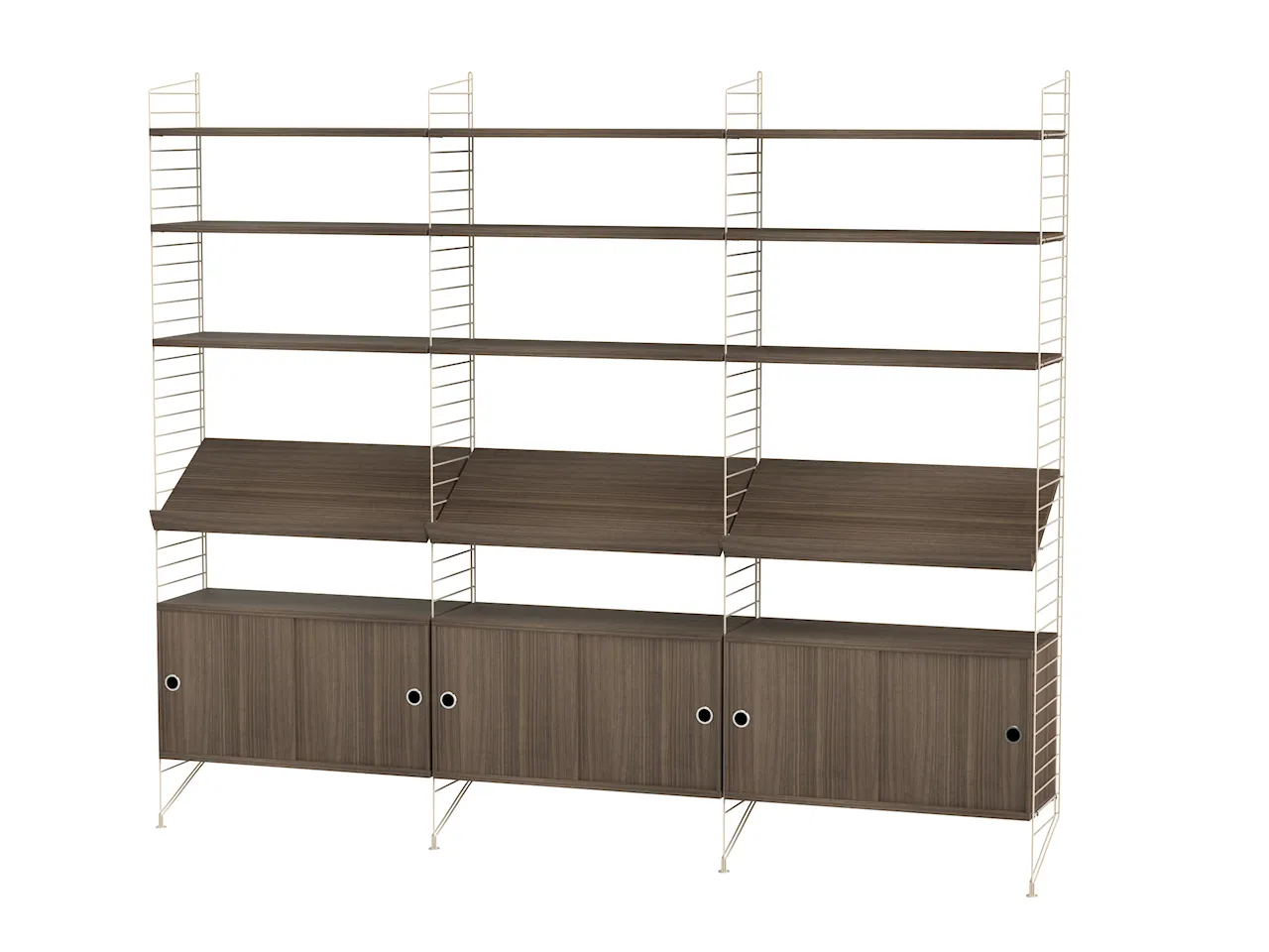 Product Image for String Vardagsrum G Beige/Valnöt Stor bokhylla med skåp & tidskriftshyllor