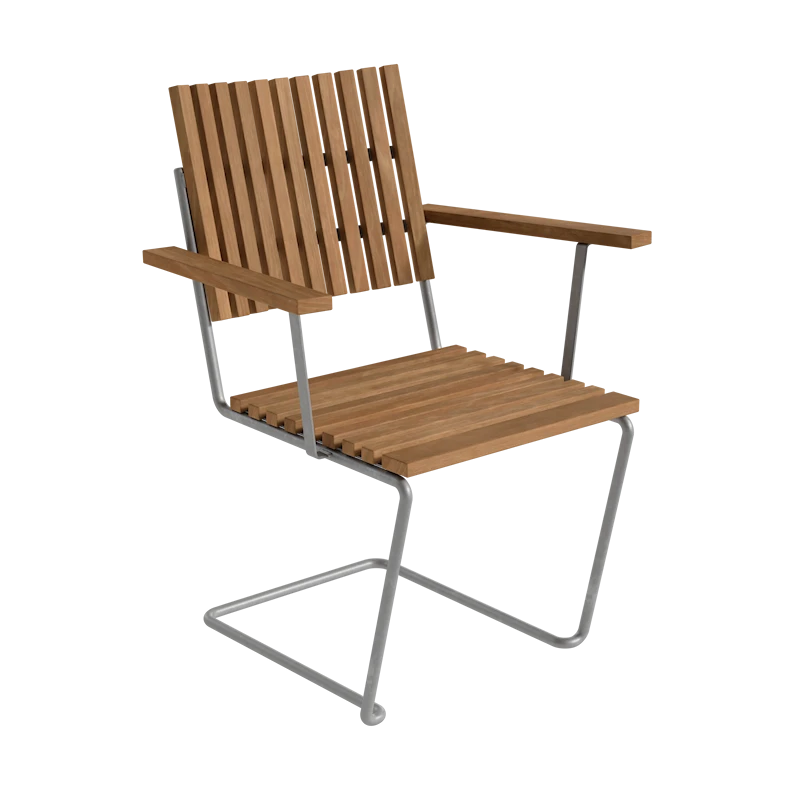 Fåtölj Bovik - Obehandlad teak med varmförzinkat stativ