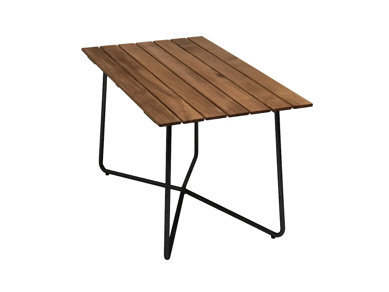 Bord B25A 120 - Obehandlad teak med svart stativ