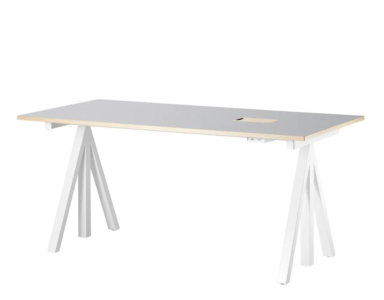 Product Image for String Höj- och sänkbart skrivbord 160x78 Vit/Ljusgrå linoleum med kantlist i ask