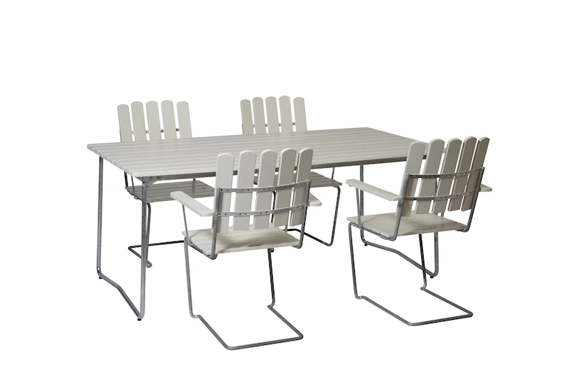 Matgrupp Bord B31 170 & 4x Fåtölj A2 Vitlackad Ek/varmförzinkat