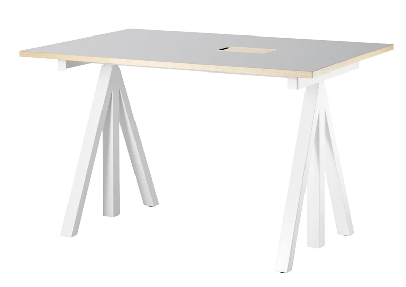 Work desks 120x78 White/Light grey linoleum with edging in ash