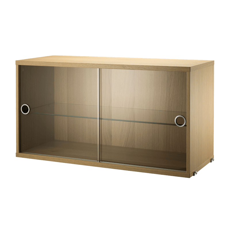 Display cabinet with sliding glass door