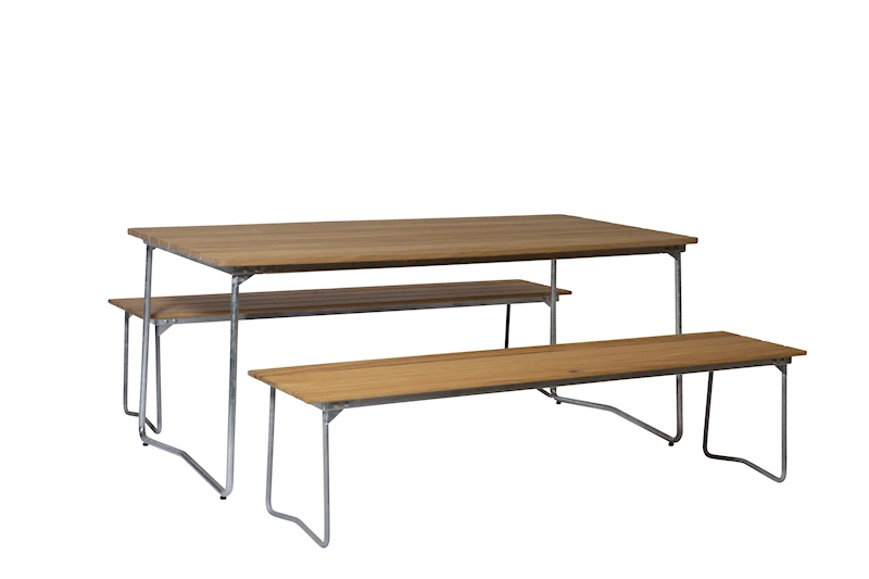 Table B31 170 - 2x Bench 9 Oak/Galvanized