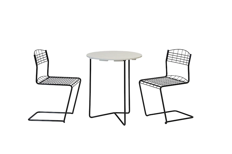 Table 6B 60 White oak + 2x High Tech Chair Black powder coated