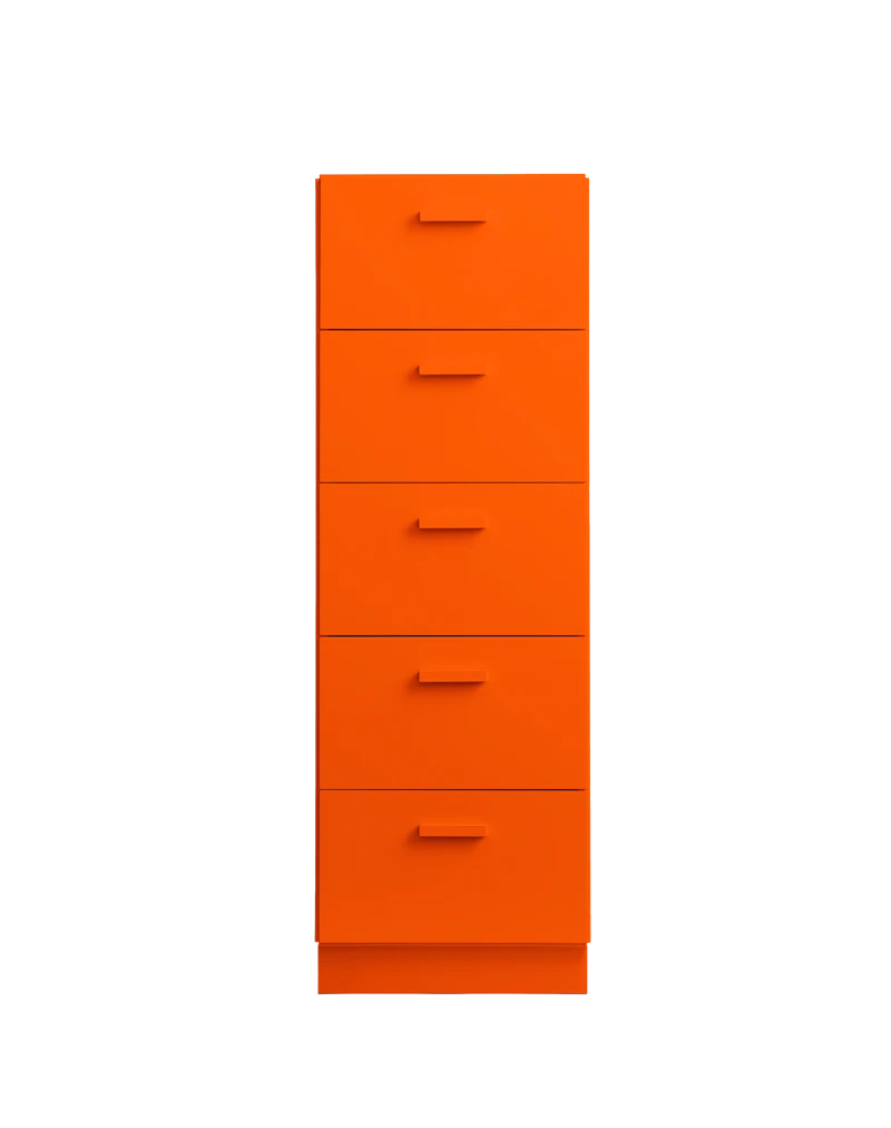 Relief Chest of drawers, tall  Orange