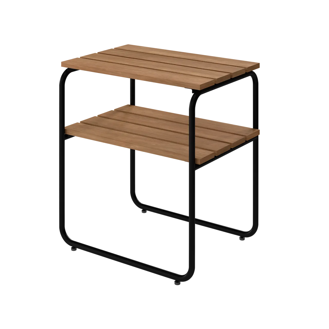 Sidobord L45 - Obehandlad teak med svart stativ