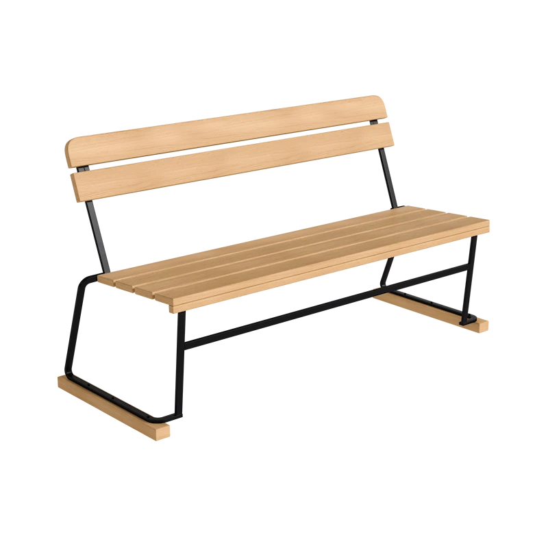 Sofa 3 Oiled oak with black steel base