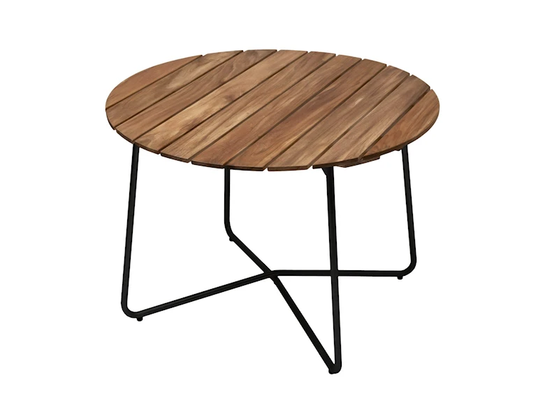 Bord 9A 100 - Obehandlad teak med svart stativ