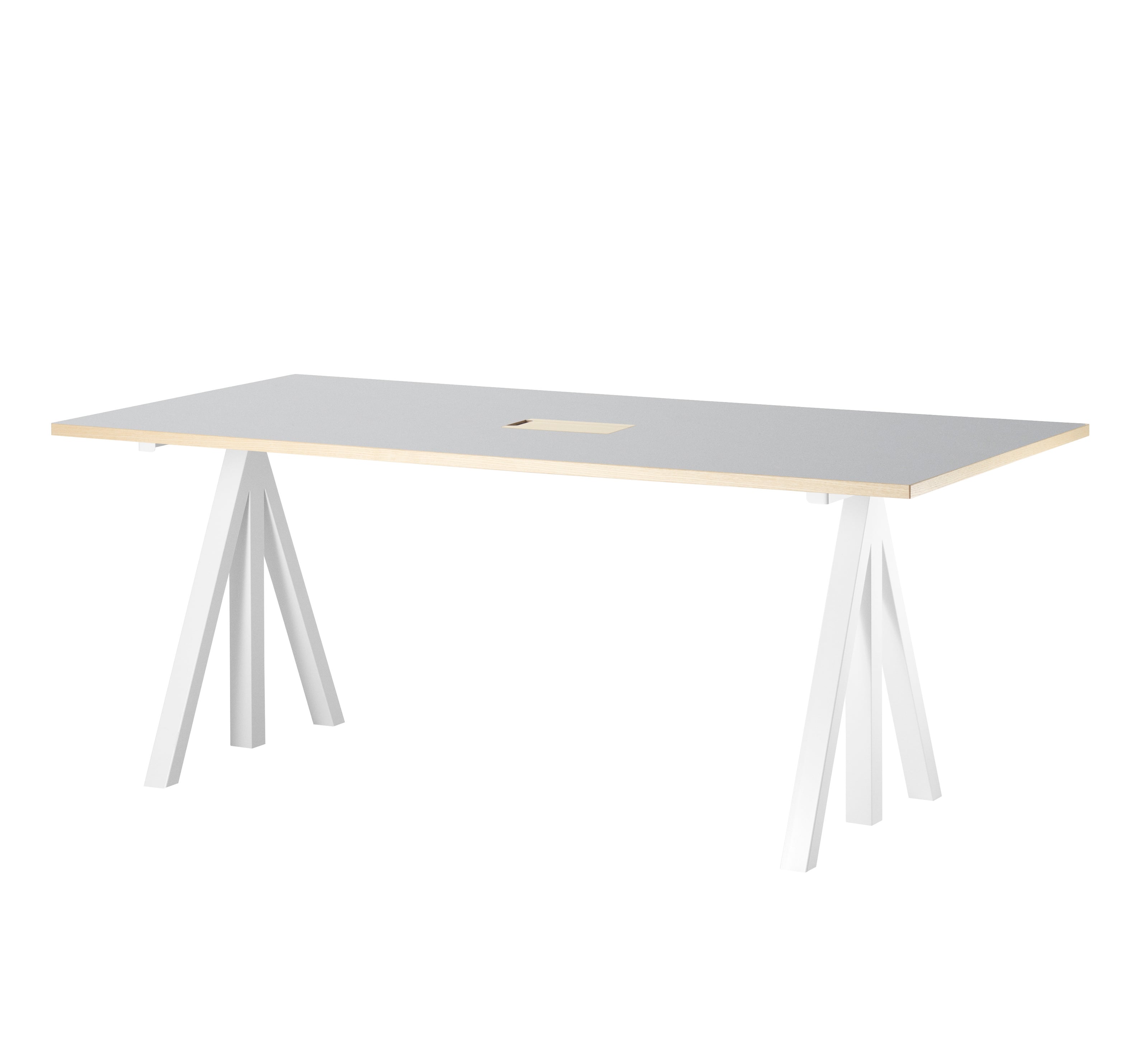 Work desks 180x90 White/Light grey linoleum with edging in ash