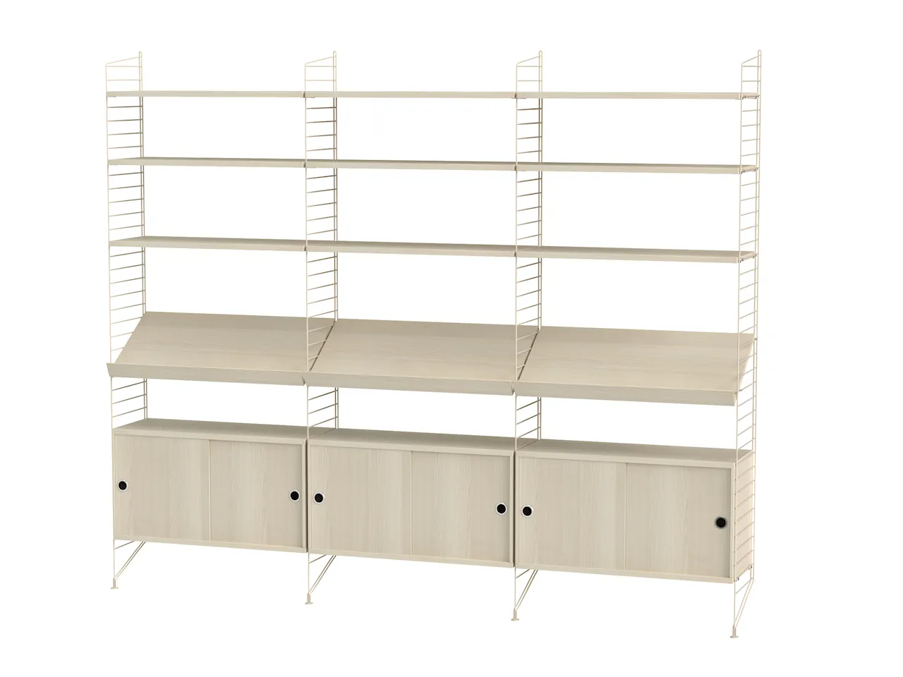 Product Image for String Vardagsrum G Beige/Ask Stor bokhylla med skåp & tidskriftshyllor