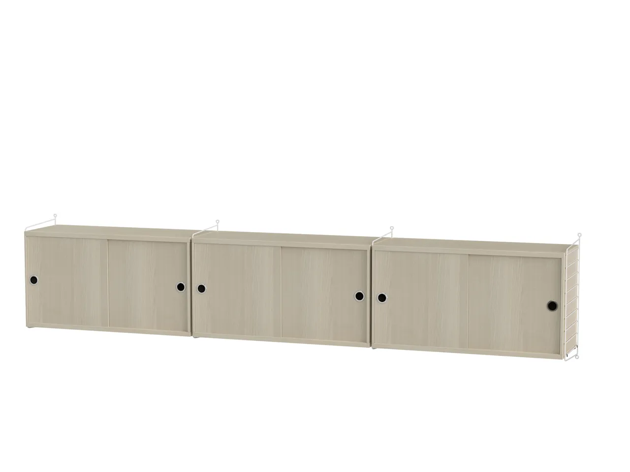 Product Image for String Vardagsrum D Vit/Ask Vägghängt sideboard med tre skåp, 240cm